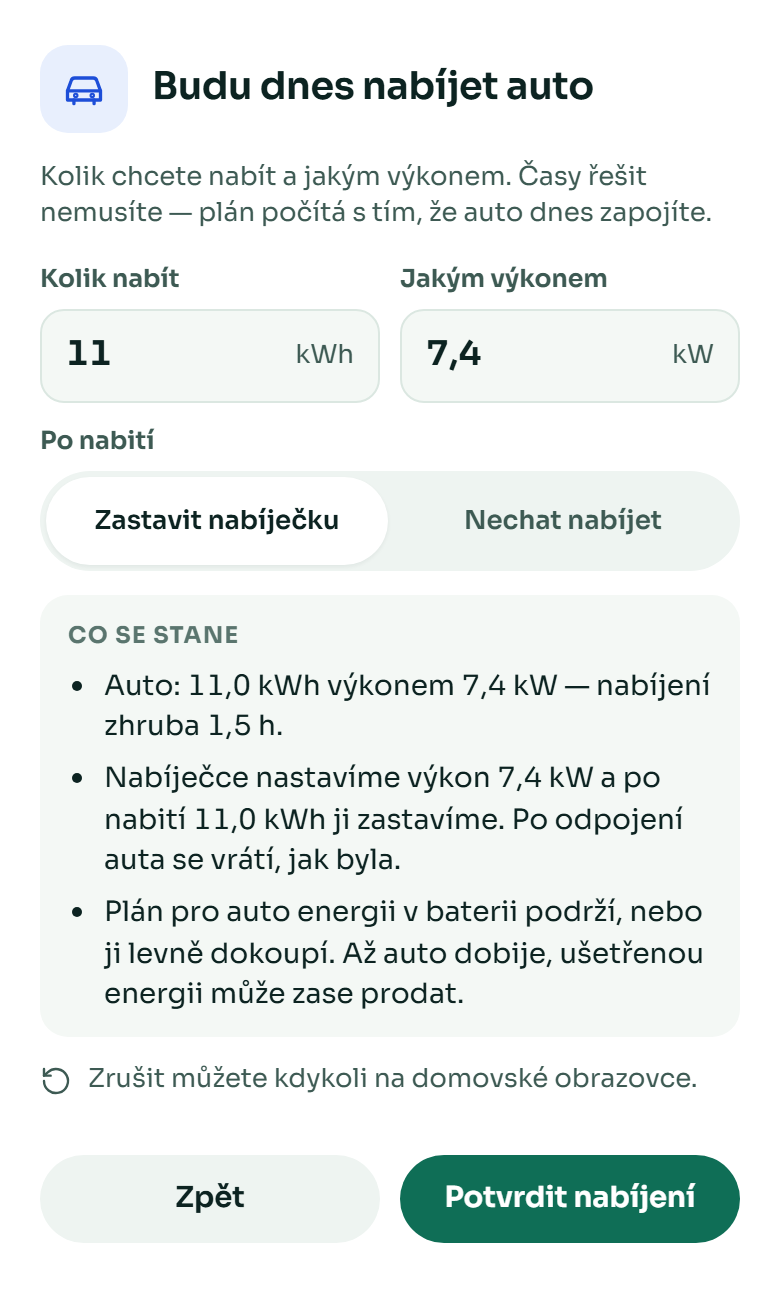Budu dnes nabíjet auto: kolik kWh, jakým výkonem, po nabití zastavit